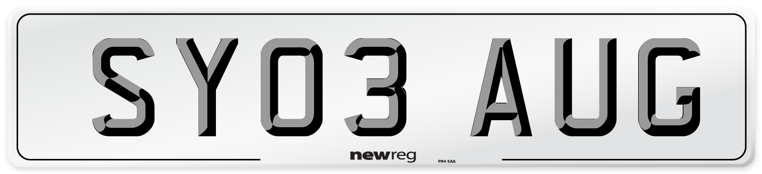 SY03 AUG Number Plate from New Reg